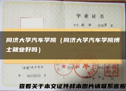 同济大学汽车学院（同济大学汽车学院博士就业好吗）缩略图