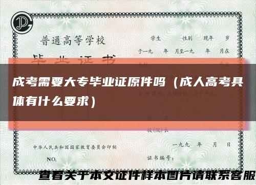 成考需要大专毕业证原件吗（成人高考具体有什么要求）缩略图