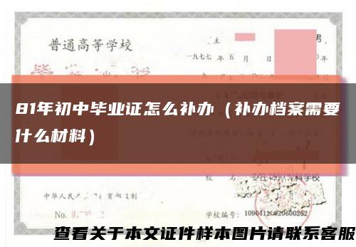 81年初中毕业证怎么补办（补办档案需要什么材料）缩略图