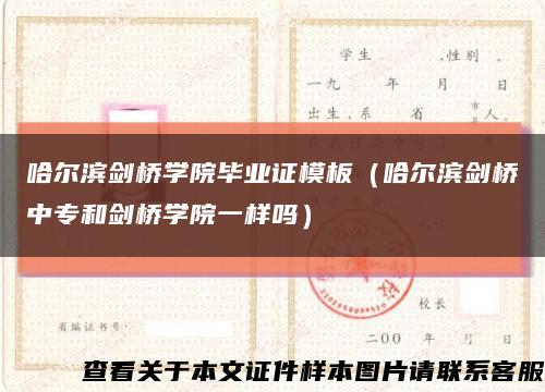 哈尔滨剑桥学院毕业证模板（哈尔滨剑桥中专和剑桥学院一样吗）缩略图