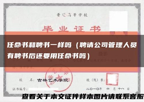 任命书和聘书一样吗（聘请公司管理人员有聘书后还要用任命书吗）缩略图