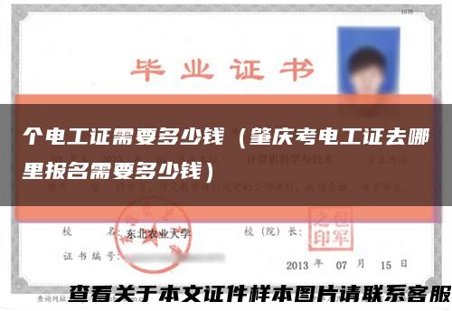 个电工证需要多少钱（肇庆考电工证去哪里报名需要多少钱）缩略图