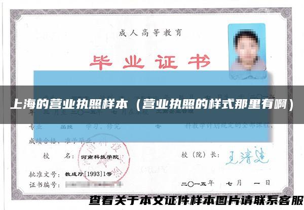 上海的营业执照样本（营业执照的样式那里有啊）缩略图