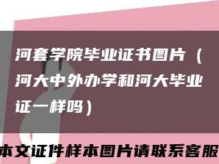 河套学院毕业证书图片（河大中外办学和河大毕业证一样吗）缩略图