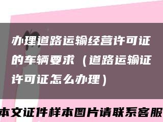 办理道路运输经营许可证的车辆要求（道路运输证许可证怎么办理）缩略图