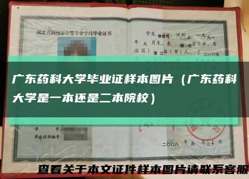 广东药科大学毕业证样本图片（广东药科大学是一本还是二本院校）缩略图