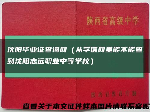 沈阳毕业证查询网（从学信网里能不能查到沈阳志远职业中等学校）缩略图