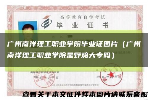 广州南洋理工职业学院毕业证图片（广州南洋理工职业学院是野鸡大专吗）缩略图