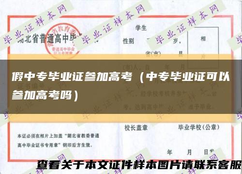 假中专毕业证参加高考（中专毕业证可以参加高考吗）缩略图