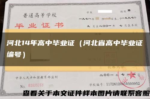 河北14年高中毕业证（河北省高中毕业证编号）缩略图