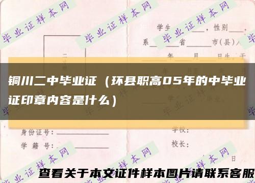 铜川二中毕业证（环县职高05年的中毕业证印章内容是什么）缩略图