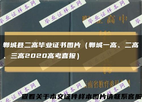 郸城县二高毕业证书图片（郸城一高、二高、三高2020高考喜报）缩略图