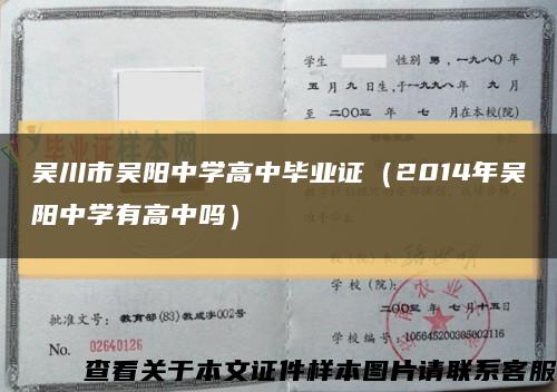 吴川市吴阳中学高中毕业证（2014年吴阳中学有高中吗）缩略图