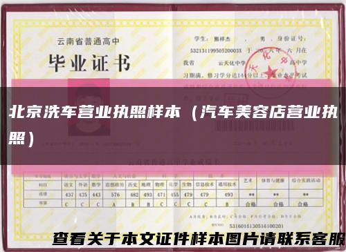 北京洗车营业执照样本（汽车美容店营业执照）缩略图