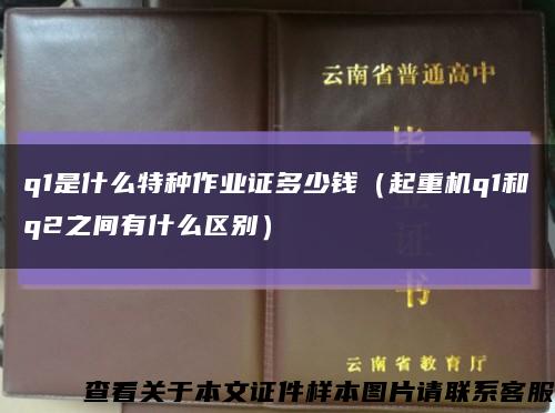 q1是什么特种作业证多少钱（起重机q1和q2之间有什么区别）缩略图