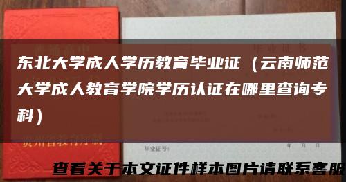 东北大学成人学历教育毕业证（云南师范大学成人教育学院学历认证在哪里查询专科）缩略图