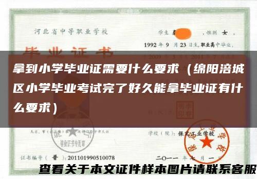拿到小学毕业证需要什么要求（绵阳涪城区小学毕业考试完了好久能拿毕业证有什么要求）缩略图