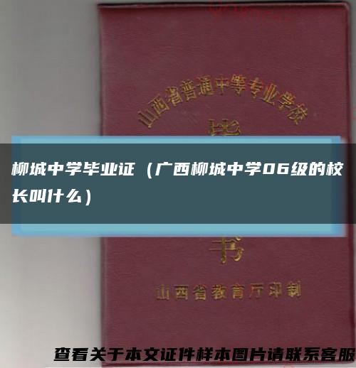 柳城中学毕业证（广西柳城中学06级的校长叫什么）缩略图