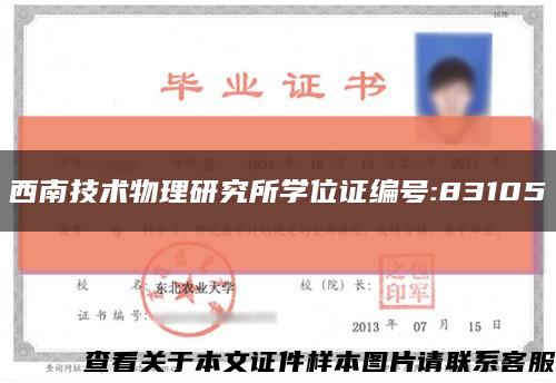 西南技术物理研究所学位证编号:83105缩略图