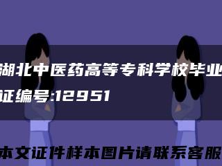 湖北中医药高等专科学校毕业证编号:12951缩略图