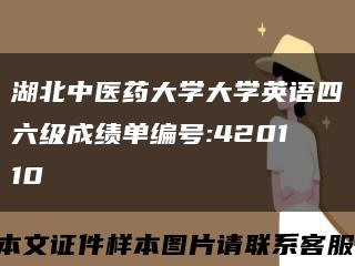 湖北中医药大学大学英语四六级成绩单编号:420110缩略图