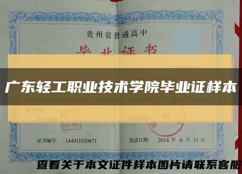 广东轻工职业技术学院毕业证样本缩略图
