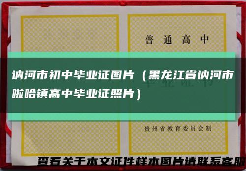 讷河市初中毕业证图片（黑龙江省讷河市啦哈镇高中毕业证照片）缩略图