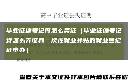 毕业证编号记得怎么弄证（毕业证编号记得怎么弄证和一次性就业补贴的就业登记证申办）缩略图