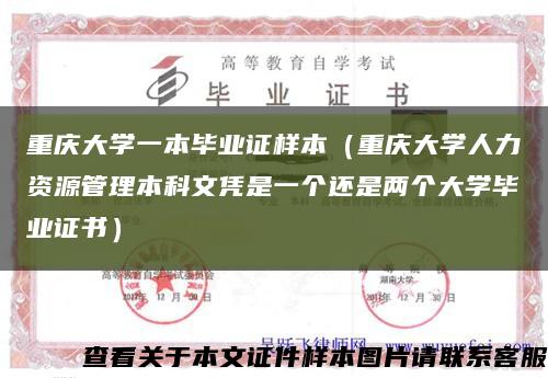 重庆大学一本毕业证样本（重庆大学人力资源管理本科文凭是一个还是两个大学毕业证书）缩略图