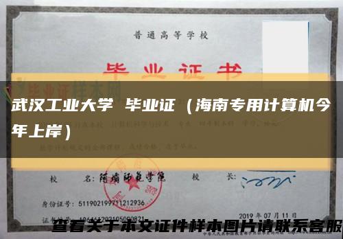 武汉工业大学 毕业证（海南专用计算机今年上岸）缩略图