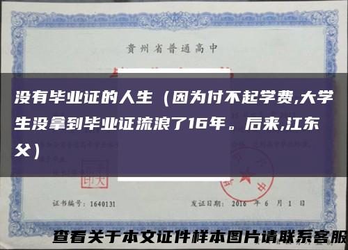 没有毕业证的人生（因为付不起学费,大学生没拿到毕业证流浪了16年。后来,江东父）缩略图