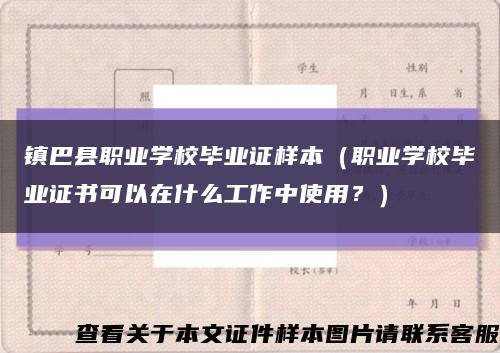 镇巴县职业学校毕业证样本（职业学校毕业证书可以在什么工作中使用？）缩略图