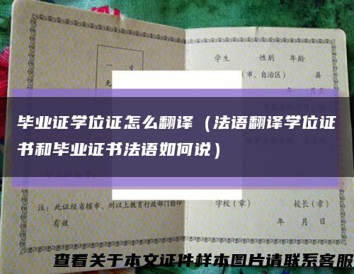 毕业证学位证怎么翻译（法语翻译学位证书和毕业证书法语如何说）缩略图