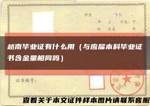 越南毕业证有什么用（与应届本科毕业证书含金量相同吗）缩略图