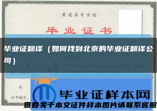 毕业证翻译（如何找到北京的毕业证翻译公司）缩略图
