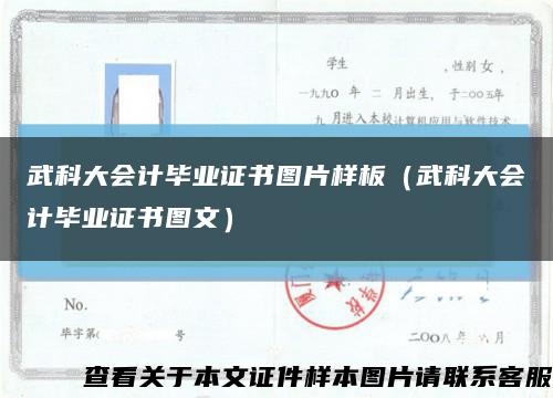 武科大会计毕业证书图片样板（武科大会计毕业证书图文）缩略图