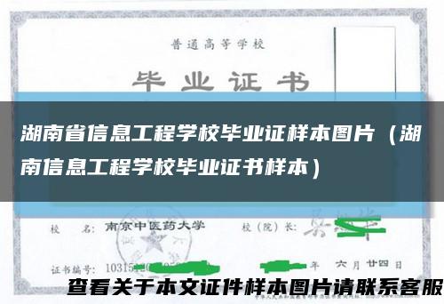 湖南省信息工程学校毕业证样本图片（湖南信息工程学校毕业证书样本）缩略图