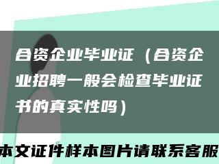 合资企业毕业证（合资企业招聘一般会检查毕业证书的真实性吗）缩略图