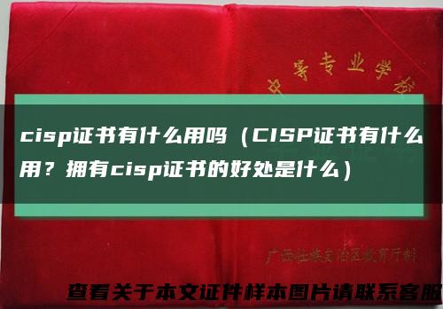 cisp证书有什么用吗（CISP证书有什么用？拥有cisp证书的好处是什么）缩略图