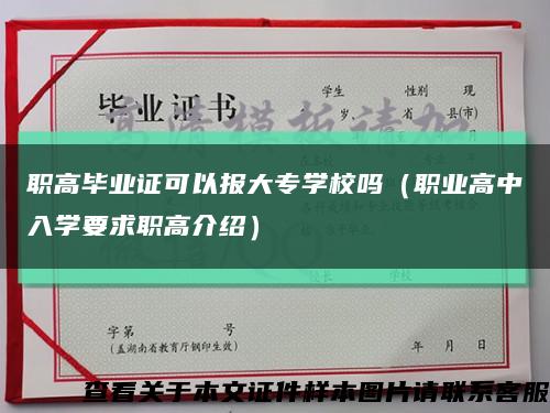 职高毕业证可以报大专学校吗（职业高中入学要求职高介绍）缩略图