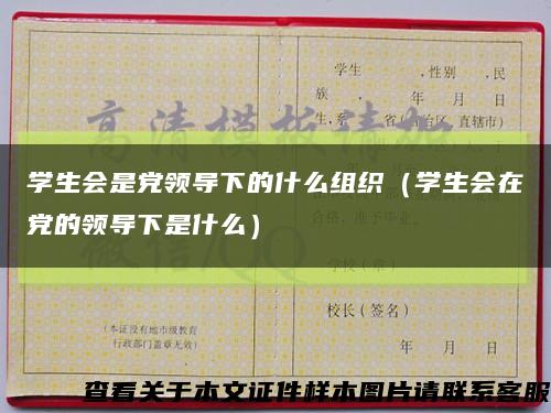 学生会是党领导下的什么组织（学生会在党的领导下是什么）缩略图