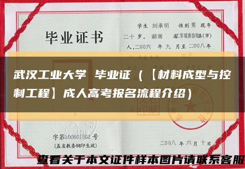 武汉工业大学 毕业证（【材料成型与控制工程】成人高考报名流程介绍）缩略图