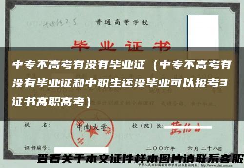 中专不高考有没有毕业证（中专不高考有没有毕业证和中职生还没毕业可以报考3证书高职高考）缩略图