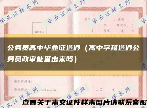 公务员高中毕业证造假（高中学籍造假公务员政审能查出来吗）缩略图