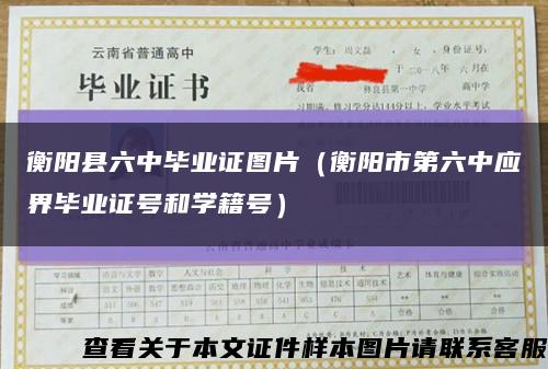 衡阳县六中毕业证图片（衡阳市第六中应界毕业证号和学籍号）缩略图