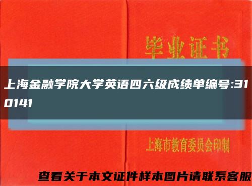 上海金融学院大学英语四六级成绩单编号:310141缩略图