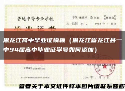 黑龙江高中毕业证模板（黑龙江省龙江县一中94届高中毕业证学号如何添加）缩略图