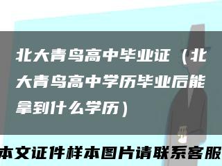 北大青鸟高中毕业证（北大青鸟高中学历毕业后能拿到什么学历）缩略图