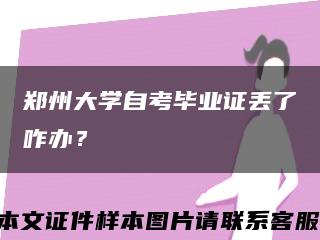 郑州大学自考毕业证丢了咋办？缩略图