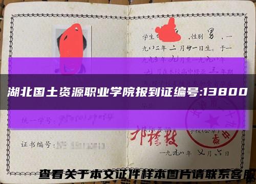 湖北国土资源职业学院报到证编号:13800缩略图